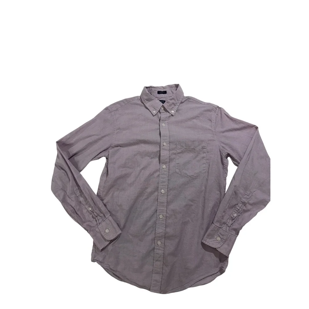 J.Crew Slim Fit Button Front Shirt Men's Small Lavender 100% Cotton